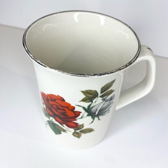 Staffordshire England Mug Rose Silver Trim Ceramic Royal Winton Taunton Vale Co - Picture 3 of 4